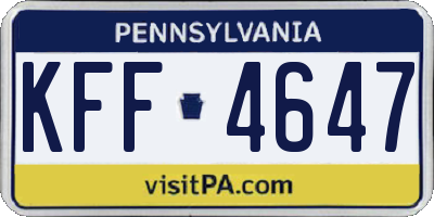 PA license plate KFF4647