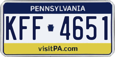 PA license plate KFF4651
