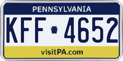 PA license plate KFF4652