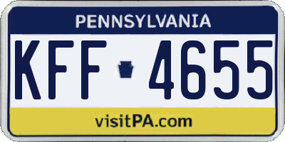 PA license plate KFF4655