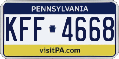 PA license plate KFF4668