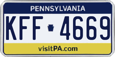 PA license plate KFF4669