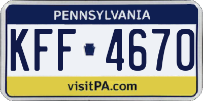 PA license plate KFF4670