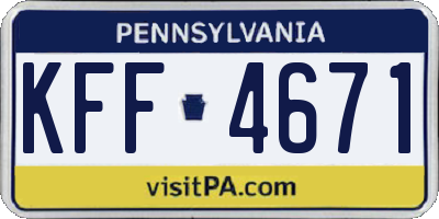 PA license plate KFF4671