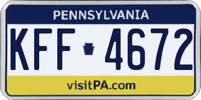 PA license plate KFF4672