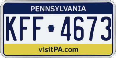 PA license plate KFF4673