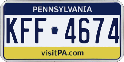 PA license plate KFF4674