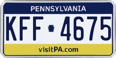 PA license plate KFF4675