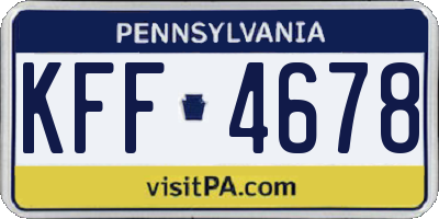 PA license plate KFF4678