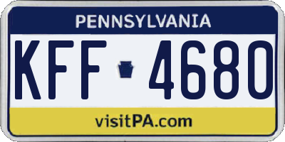 PA license plate KFF4680