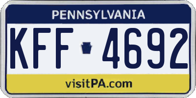 PA license plate KFF4692