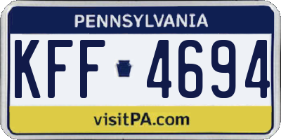 PA license plate KFF4694