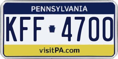 PA license plate KFF4700