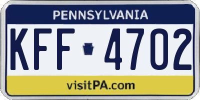 PA license plate KFF4702