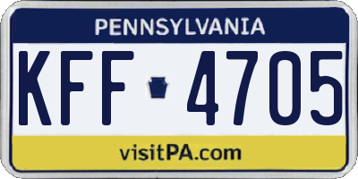 PA license plate KFF4705
