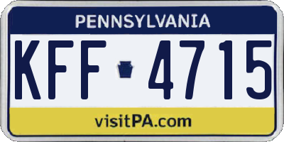 PA license plate KFF4715