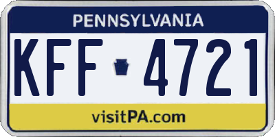 PA license plate KFF4721