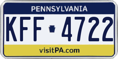 PA license plate KFF4722