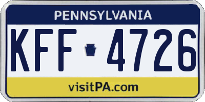 PA license plate KFF4726