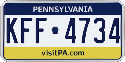 PA license plate KFF4734
