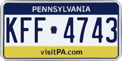 PA license plate KFF4743