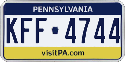 PA license plate KFF4744