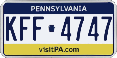 PA license plate KFF4747