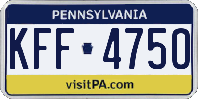 PA license plate KFF4750