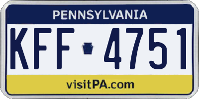PA license plate KFF4751