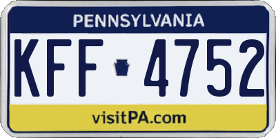 PA license plate KFF4752
