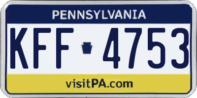 PA license plate KFF4753