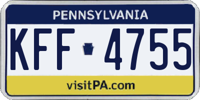 PA license plate KFF4755