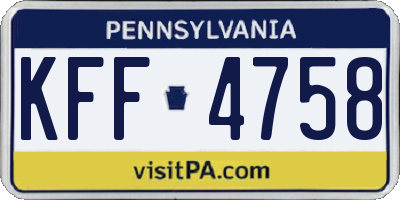 PA license plate KFF4758
