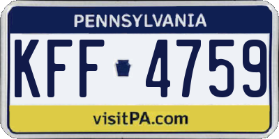 PA license plate KFF4759