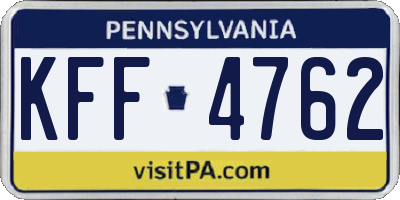 PA license plate KFF4762