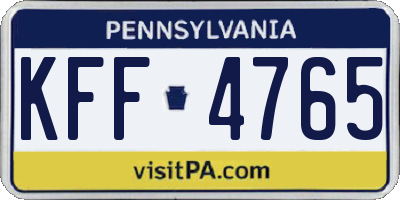 PA license plate KFF4765