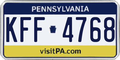 PA license plate KFF4768