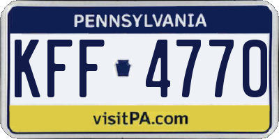 PA license plate KFF4770