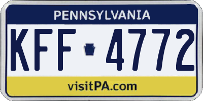 PA license plate KFF4772