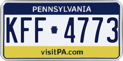 PA license plate KFF4773