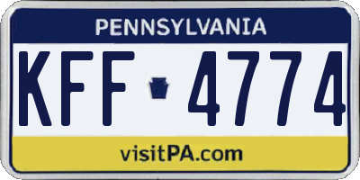 PA license plate KFF4774