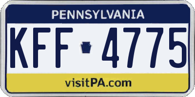 PA license plate KFF4775