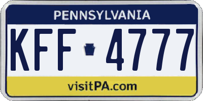 PA license plate KFF4777