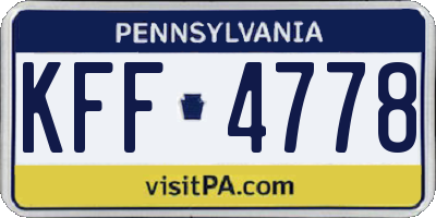 PA license plate KFF4778