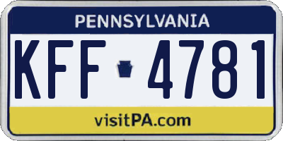 PA license plate KFF4781