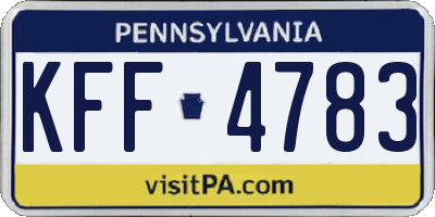 PA license plate KFF4783