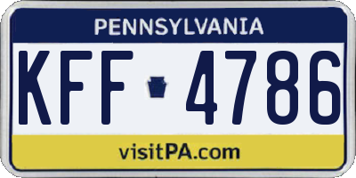 PA license plate KFF4786
