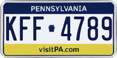 PA license plate KFF4789