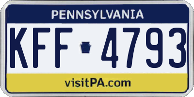 PA license plate KFF4793