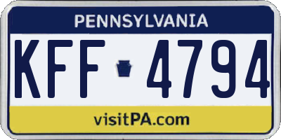 PA license plate KFF4794